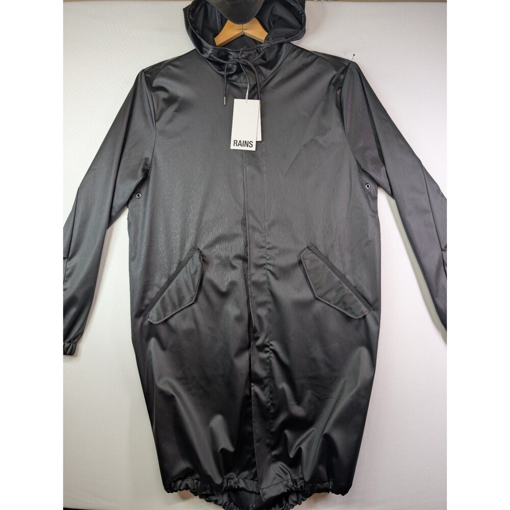 Rains Men's Black Fishtail Raincoat Parka Size Large NWT